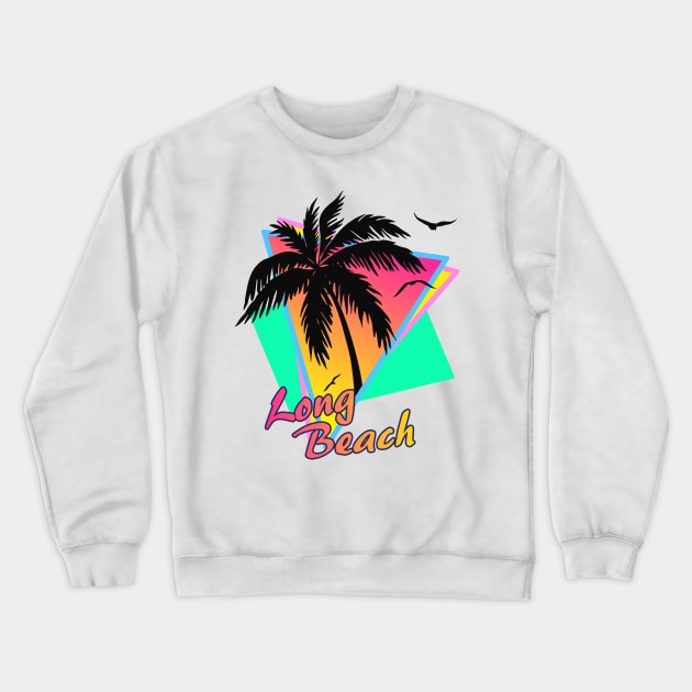 Long Beach Cool 80s Sunset Crewneck Sweatshirt by Nerd_art